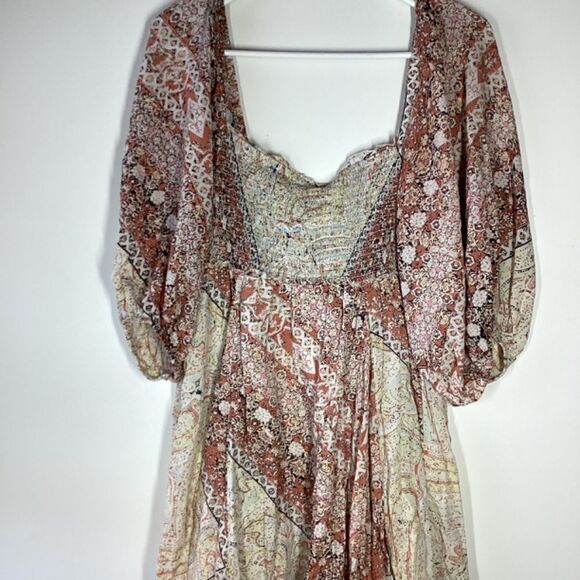 Free People Lovesick Lace Up Boho Smocked Mini Dress - Picture 11 of 15